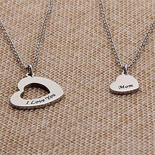 [Australia] - Gift for Daughter Mom Matching Heart Pendant Jewelry Mother Daughter Necklace Mothers Day Gifts for Mom Birthday Christmas Gifts Silver 