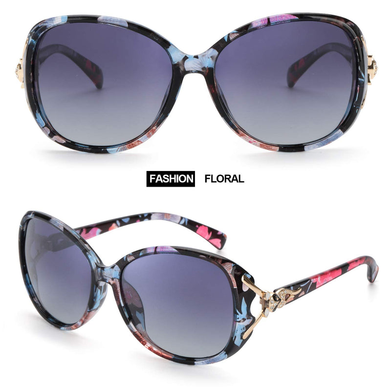 [Australia] - FIMILU Classic Oversized Sunglasses for Women Polarized 100% UV400 Protection Lenses Ladies Fashion Retro HD Sun Glasses A0 Floral Frame Oversized Polarized Sunglasses 
