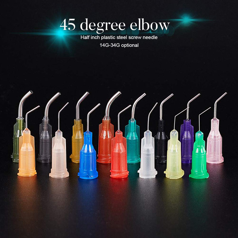 [Australia] - FINGERINSPIRE 120Pcs Blunt Tip Dispensing Needles Pre-Bent Needle Tips -15 Mixed Size 14G-34G for for Oil or Glue Applicator 