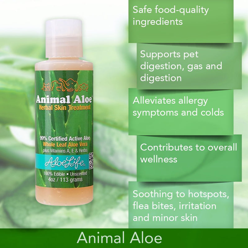 [Australia] - Aloe Life - Animal Aloe, Pet-Safe Digestive Aid & Skin Treatment Gel, Helps to Soothe Hotspots, Flea Bites & Irritation, Supports Your Pet’s Digestive Health & Overall Wellness, Fragrance-Free (4 oz) 