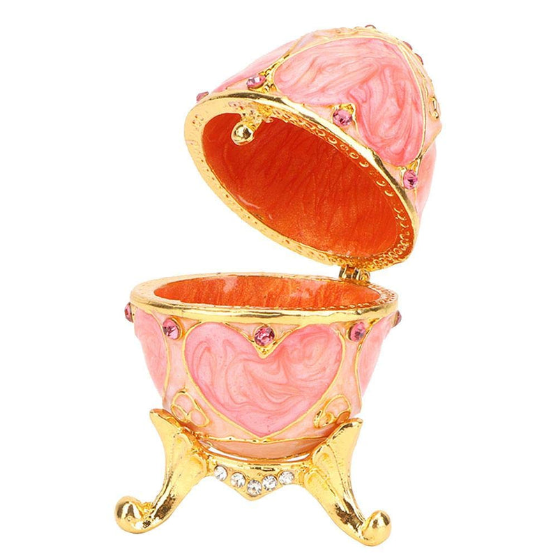 [Australia] - Egg Jewelry Box Painted Enameled Jewelry Trinket Hinged Jewelry Crystals Ring Holder Organizer Unique Home Decor Pink 
