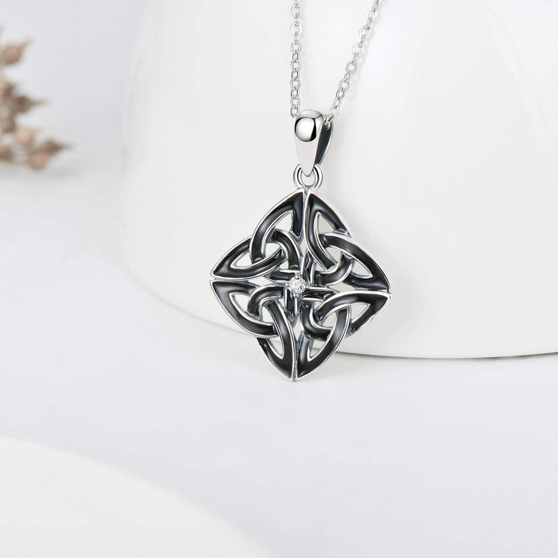 [Australia] - TRISHULA Celtic Knot Pendant Necklace,925 Sterling Silver Oxidation Trinity Knot Jewelry Necklace Personalized Good Luck Gift for Girls and Women 