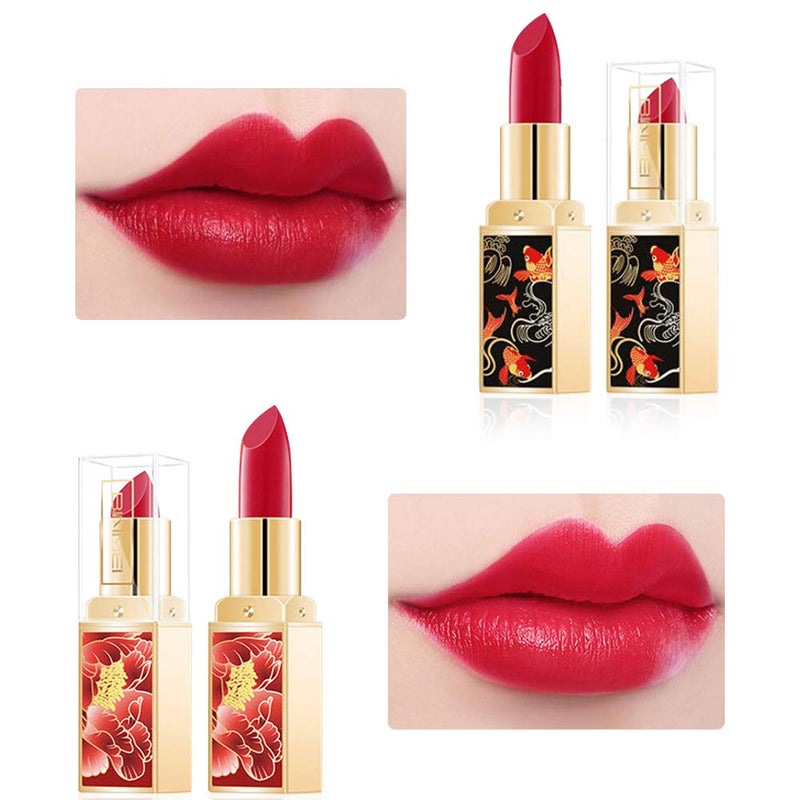 [Australia] - Ownest 6 Colors China style Matte Lipstick Set, Long Lasting Moisturizing Non-Marking, Waterproof Non-Stick Cup Palace Style Rouge Lipstick A 