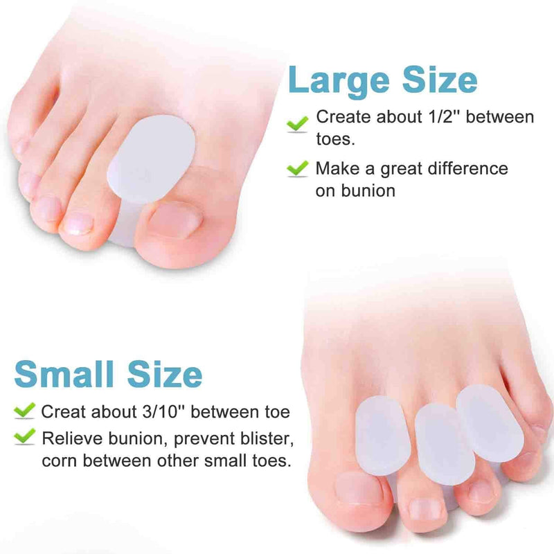 [Australia] - Povihome 10 Pack Gel Bunion & Toe Spacers Separators (0.3'' Thick) and Straightener Orthotics for Bunion Overlapping Toes, Bunion Toe Pain Relief - S Size White Small (Pack of 10) 