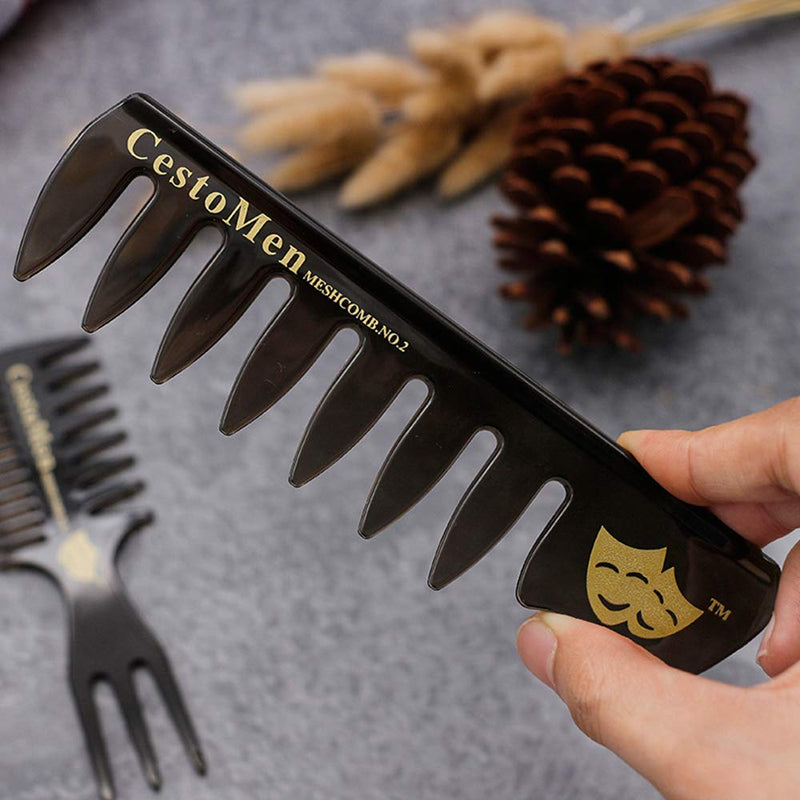 [Australia] - Mens Styling Comb, Pompadour Streaker Afro Hair Combs Men Hair Care Set, Detangler Hairbrush Professional Shaping & Wet Pick Barber Brush Tools, Anti-Static Hair Brush for Shower Long Curly Thick Hair 