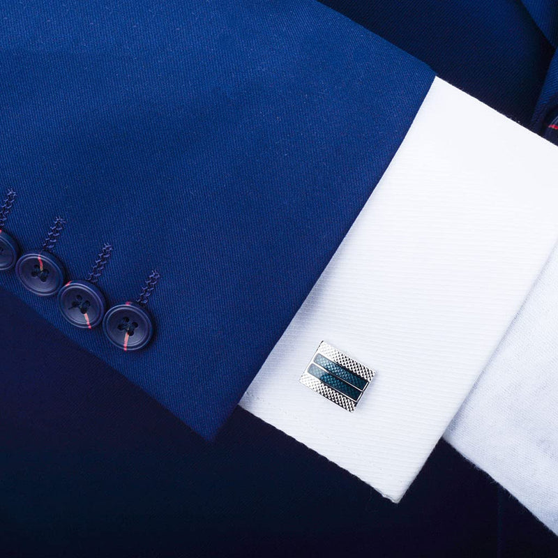 [Australia] - SAVOYSHI Simple style Shirt Cufflinks for Mens Indigo-blue Enamel French Cuff links Business Gift 