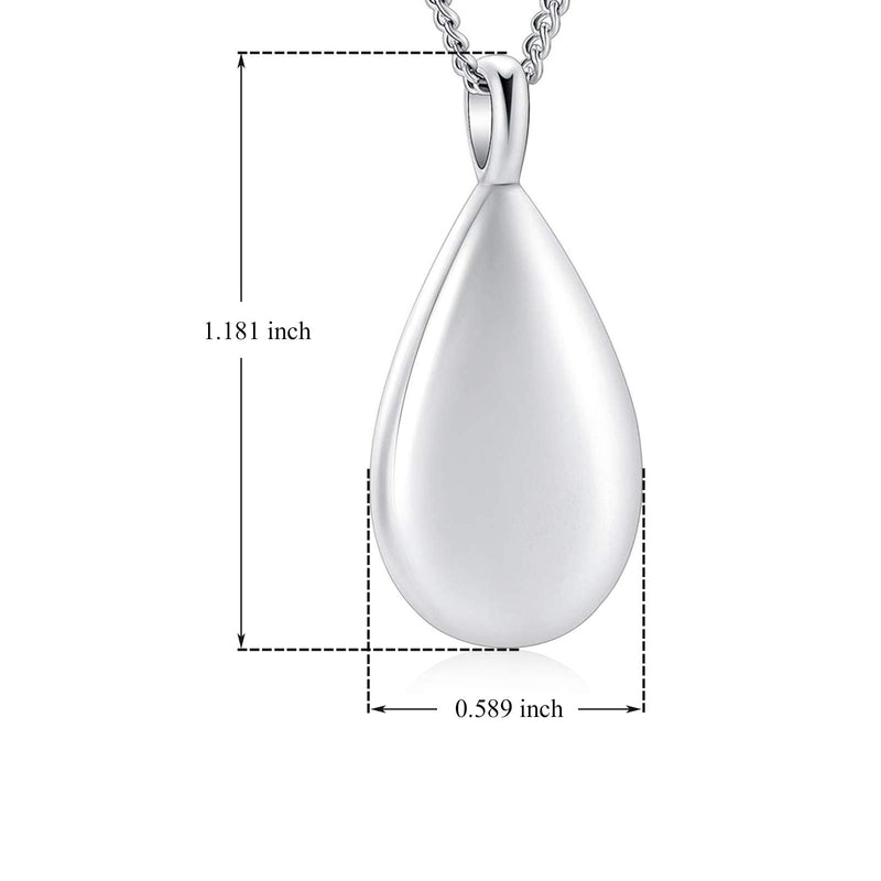 [Australia] - Teardrop Cremation Jewelry for Ashes Keepsake Pendant Holder Ashes for Pet Human Stainless Steel Memorial Urn Necklace Silver 