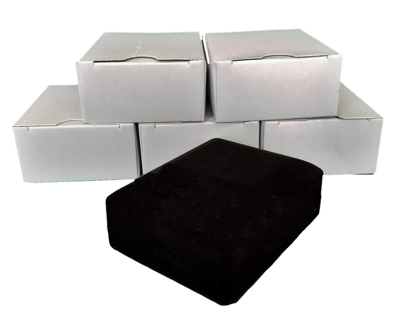 [Australia] - 5 Black Elegant Flocked Velour Necklace Pendant Gift Boxes Jewelry Displays and Boxes 