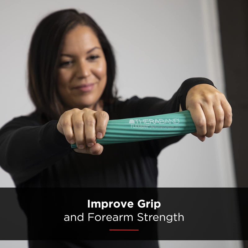 [Australia] - TheraBand FlexBar Resistance Bar For Improving Grip Strength, Tennis Elbow, Golfers Elbow, Tendonitis Green - Medium 