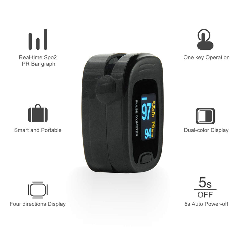 [Australia] - CONTEC MED CMS50NA Pulse Oximeter, Blood Oxygen Saturation Monitor … (Black) 