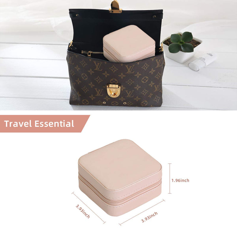 [Australia] - Casegrace Portable Travel Mini Jewelry Box Leather Jewellery Ring Organizer Case Storage Gift Box Girls Women Pink 