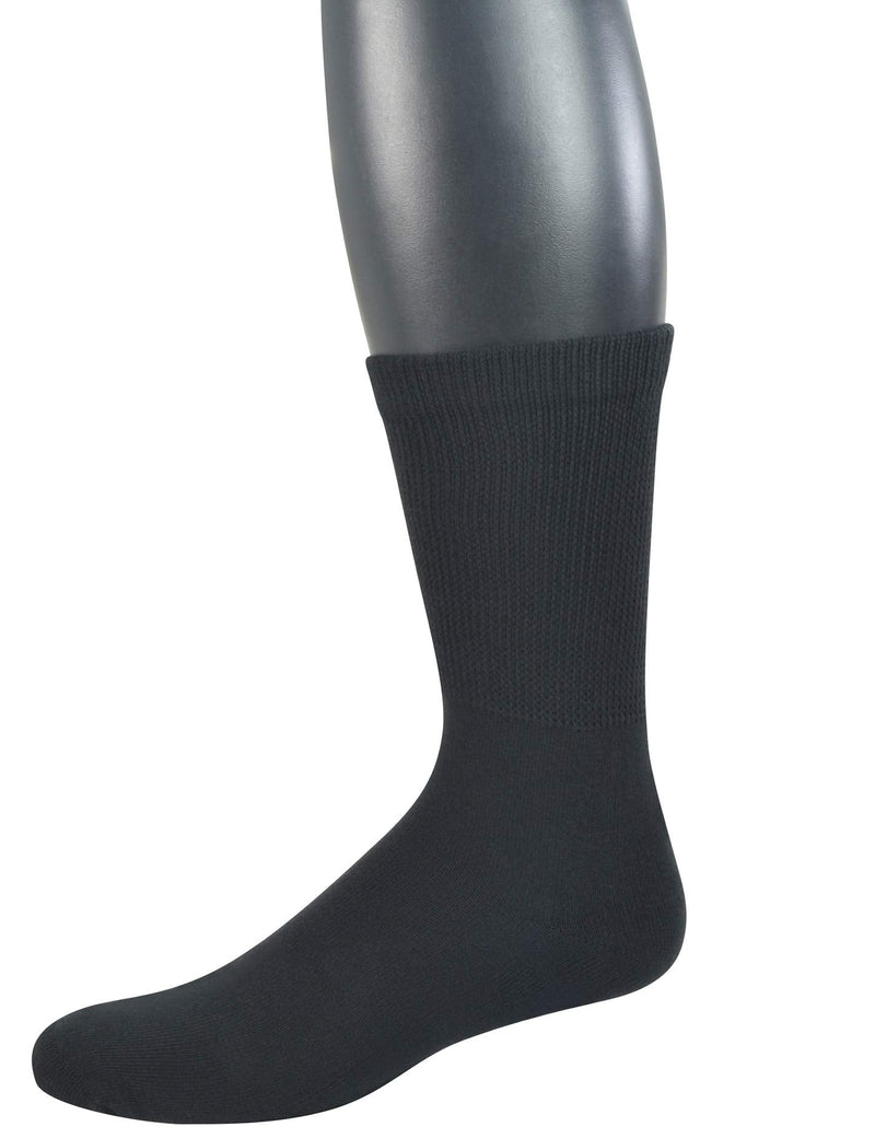 [Australia] - Yomandamor Men's 4 Pairs Cotton Seamless Diabetic Crew Socks with Non-binding Top 10-13 4 Pairs Black 