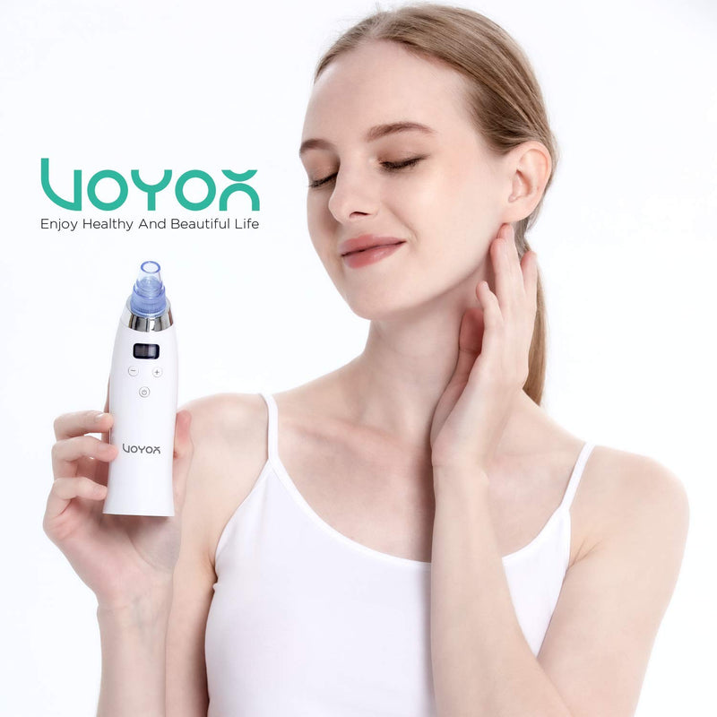 [Australia] - VOYOR Blackhead Remover Pore Vacuum - Electric Face Vacuum Pore Cleaner Acne White Heads Removal with 5 Suction Head, 5 adjustable strength level & LCD Screen BR610 