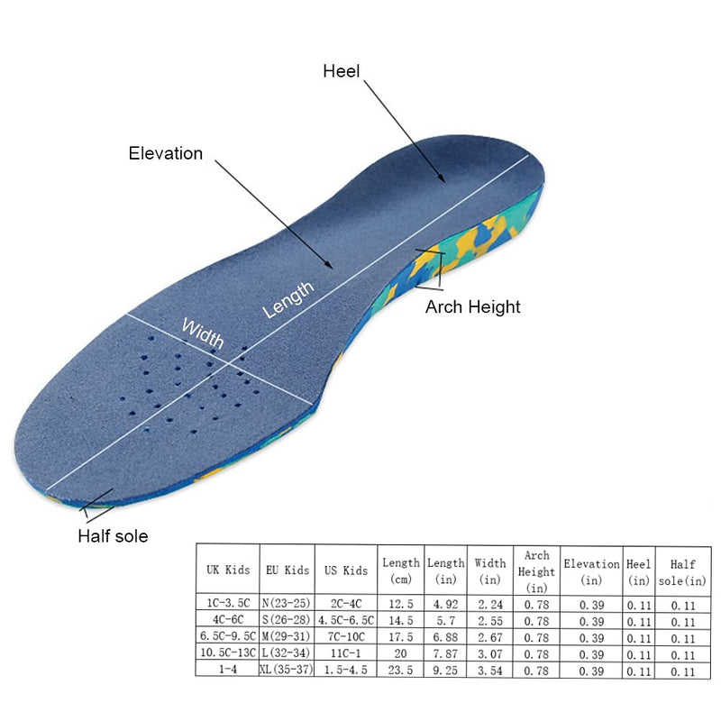 [Australia] - Kids Insole Children Orthotic Insoles Inserts for Kids with Flat Feet Need Arch Support Footcare Cushion Pad Kids UK 4.5-6.5/S(26-28) 