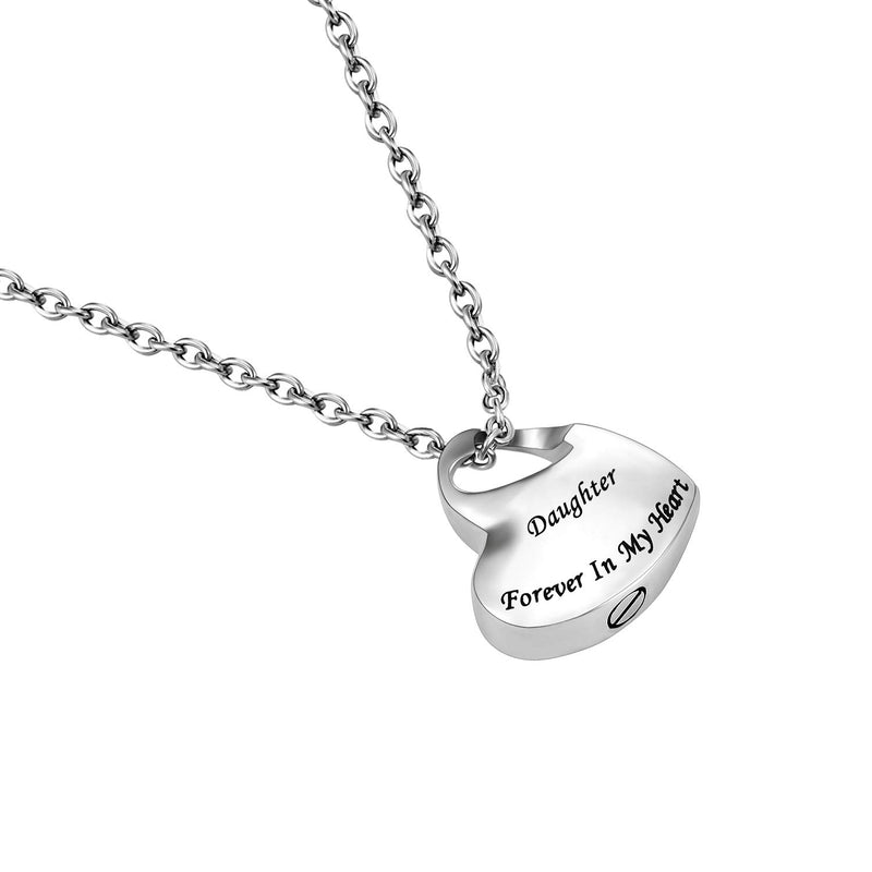 [Australia] - New Heart Cremation Urn Necklace for Ashes Memorial Pendant stainless steel Jewelry,Forever in My Heart Carved Locket,Gift for dad&mom Daughter 