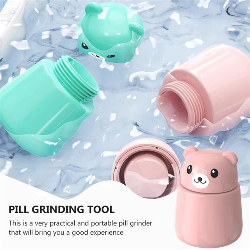 [Australia] - Pill Grinder, Cute Bear Portabl Pill Pulverizer Pill Crusher Medicine Tablet Grinder Container Storage Box (Pink) Pink 