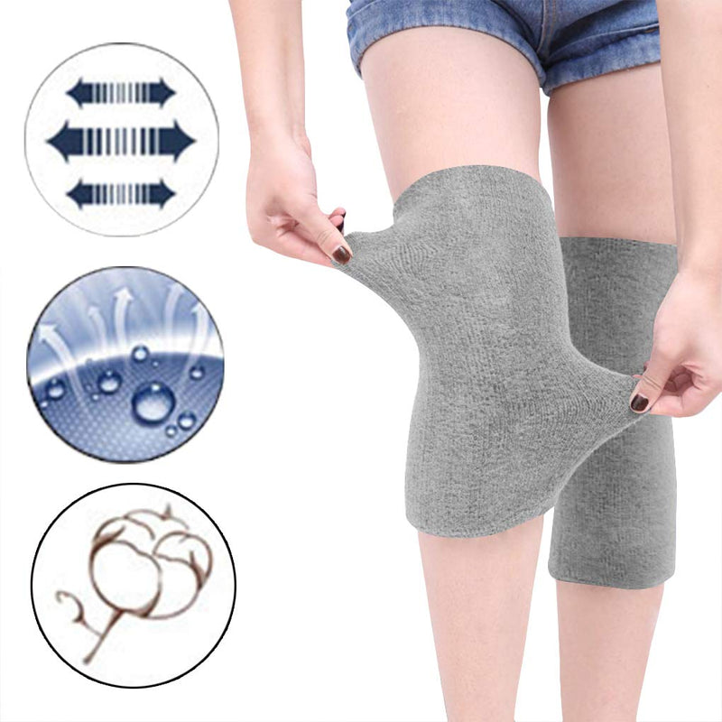 [Australia] - Winter Thermal Knee Braces Elastic Running Knee Compression Sleeves Leg Support Protector for Joint Pain Relief Arthritis Gray 