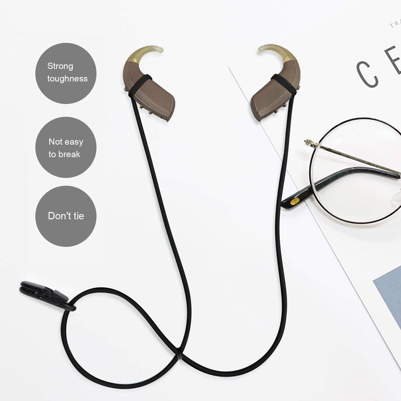 [Australia] - Hearing Aid Clip Holder Anti-lost Lanyard Safety Retainer Retention Cord Protector Silicone Black for Adults Seniors Kids 