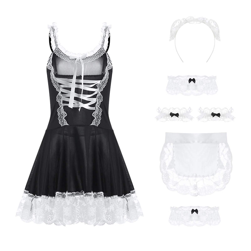 [Australia] - Iunong, Maid Dresses Sissy Maid Dress Cosplay Sweet Classic Lolita Apron Maid Dress with Socks 