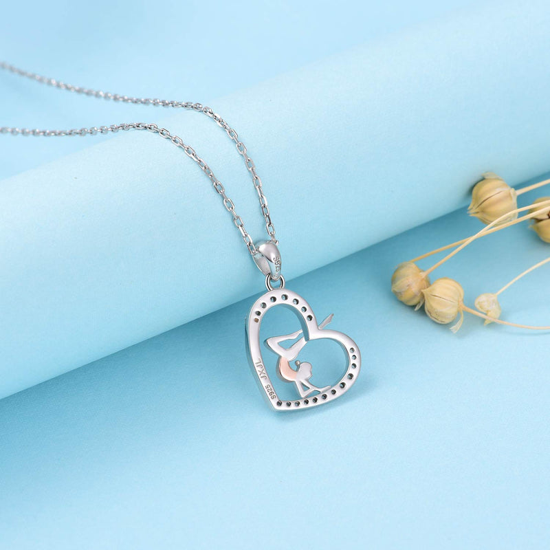 [Australia] - JXJL Girls Gymnastics Necklace Flipping Gymnast Charm Pendant S925 Sterling Silver USA Team Sports Inspirational Graduation Jewelry for Teens Women gymnast9536 