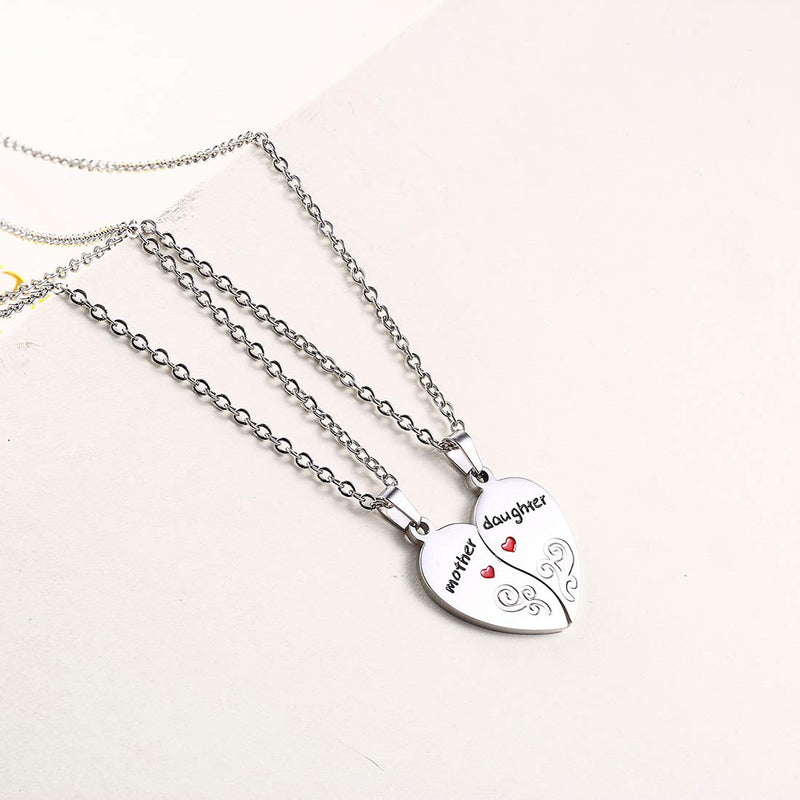 [Australia] - Anlive Mother Daughter Half Heart Necklaces Friendship Jewelry for Her Silver 