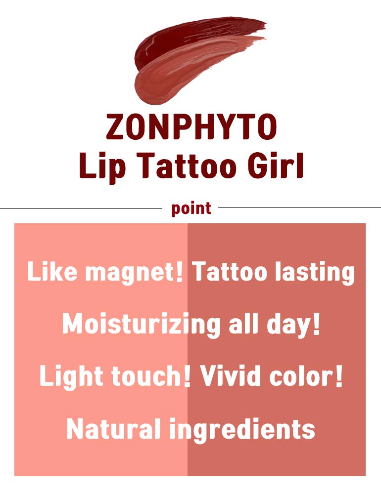 [Australia] - ZONPHYTO Lip tattoo girl 0.2fl.oz/6.2ml Smooth velvet lip tattoo, lip stain, lip tint matt finish with strawberries and polyphenols Made in Korea (07. Happy Spring - Pink) 