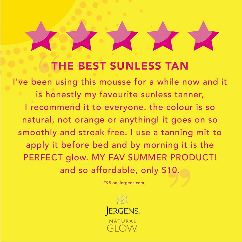 [Australia] - Jergens Natural Glow Instant Sun Body Mousse, Self Tanner for Deep Bronze Tan, Sunless Tanning Body Bronzer, Natural Looking Fake Tan, 6 Ounce Instant Sun Sunless Tanning Mousse, Deep Bronze, 6 Ounce 
