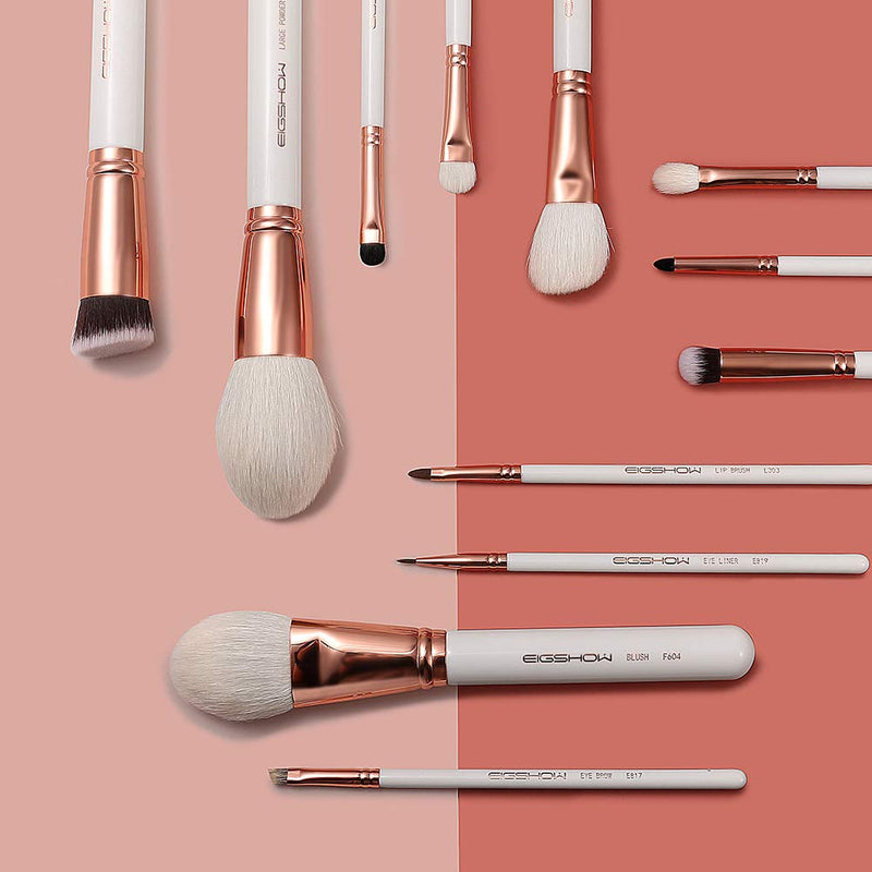 [Australia] - Makeup Brushes 12pcs Professional Cosmetic Brushes,Eigshow Limited Edition Foundation Powder Contour Blush Cosmetic Eye Brush Sets With Luxury Cosmetic Bag(PRO 12pcs RoseGold) 