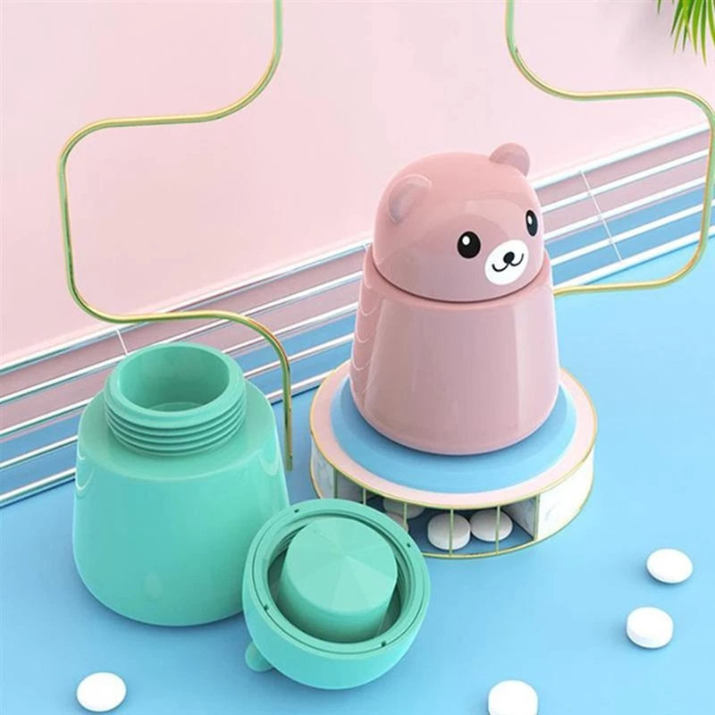 [Australia] - Pill Grinder, Cute Bear Portabl Pill Pulverizer Pill Crusher Medicine Tablet Grinder Container Storage Box (Green) Green 