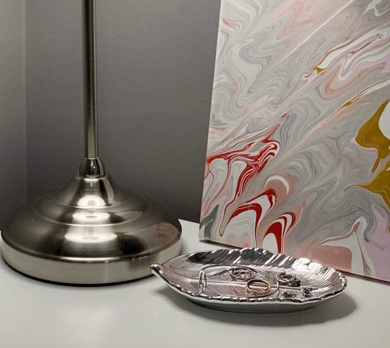 [Australia] - FairDeco Silver Electroplating Ceramic Leaf Trays, Small Jewelry Storage Box Decorative Centerpiece Accents 