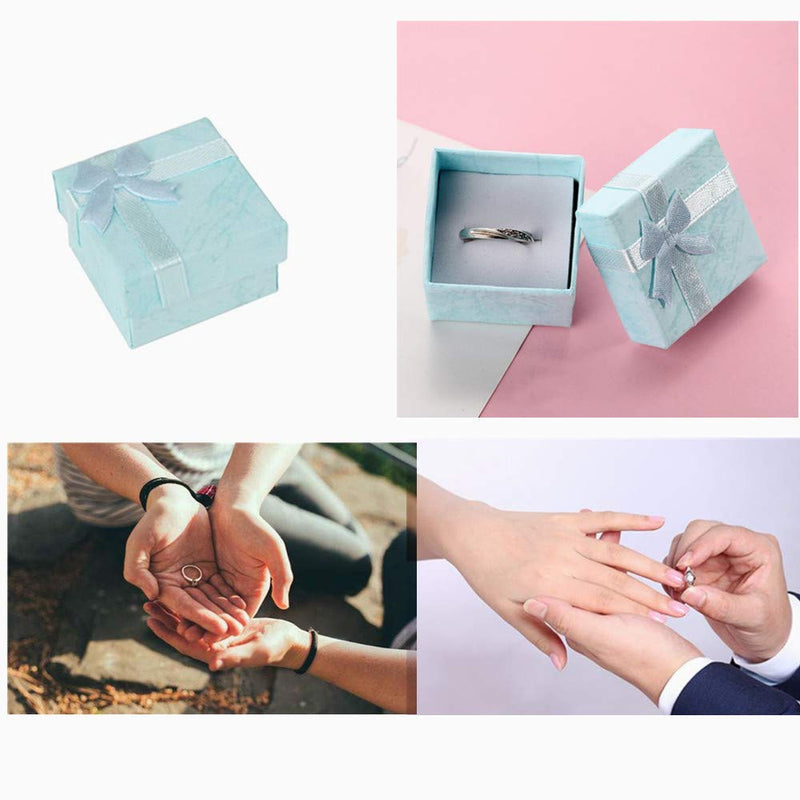 [Australia] - HAMIYA 24Pcs Ring Box Small Gift Boxes Sturdy Cardboard Cube Box for Jewelry Pendant 1.6 x 1.6 x 1.2 Inches (Blue) Blue 