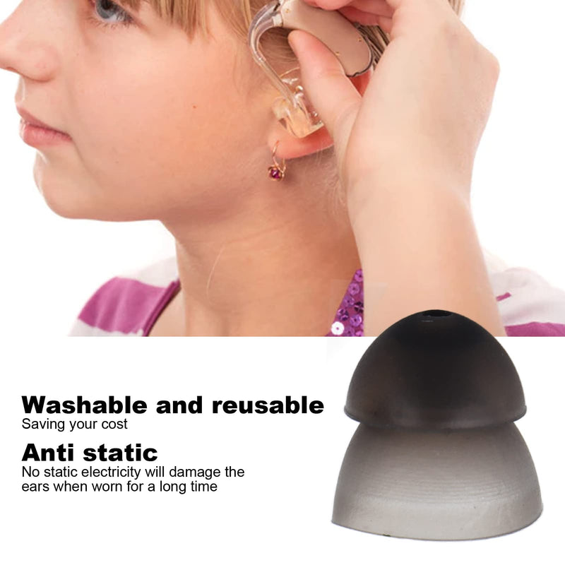 [Australia] - 10pcs Hearing Aid Domes, Soft Silicone Ear Tips Double Layer Closed Type Washable Earbud Anti Static Earplug for Seniors(Black) Black 