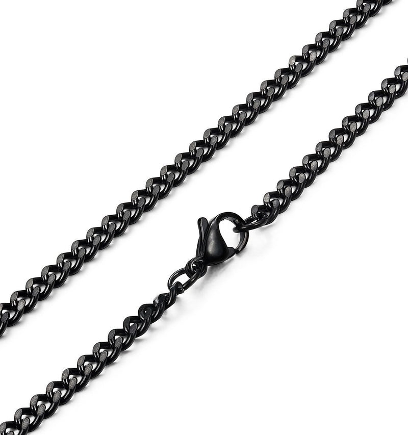 [Australia] - FIBO STEEL 3.5-6mm Stainless Steel Mens Womens Necklace Curb Link Chain, 16-30 inches 16.0 Inches Black 3.5mm 