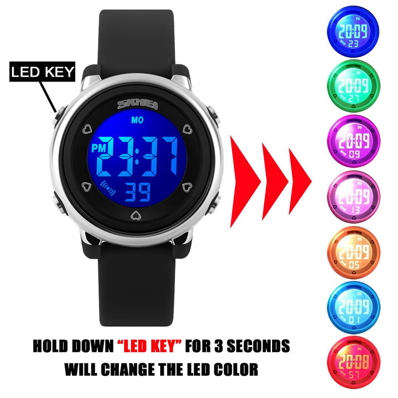 [Australia] - Kid Watch Multi Function 50M Waterproof Sport LED Alarm Stopwatch Digital Child Wristwatch for Boy Girl Black 