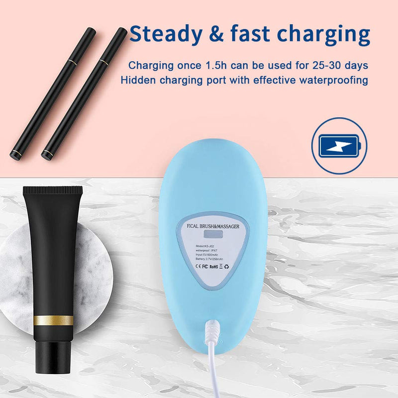 [Australia] - Silicone Facial Cleansing Brush, 5 Modes Sonic Face Cleansing Brush, Rechargeable and Waterproof Face Cleaning Brush, Face Brush for Exfoliating and Massaging, Blue 