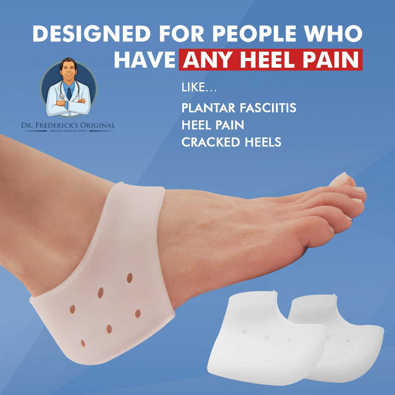 [Australia] - Dr. Frederick's Original Gel Heel Protectors - 4 Pieces - Heel Guards - Heel Spur Relief - Cracked Heels - Plantar Fasciitis - Heel Booties & Pads 