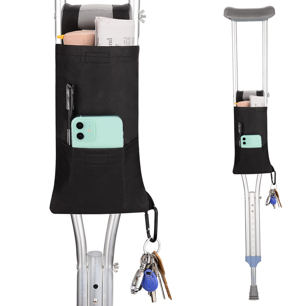 [Australia] - SupreGear Crutch Bag, Water Resistant High Quality Crutch Organizer Pouch Tote Crutch Accessories, Lightweight and Machine Washable, Black 