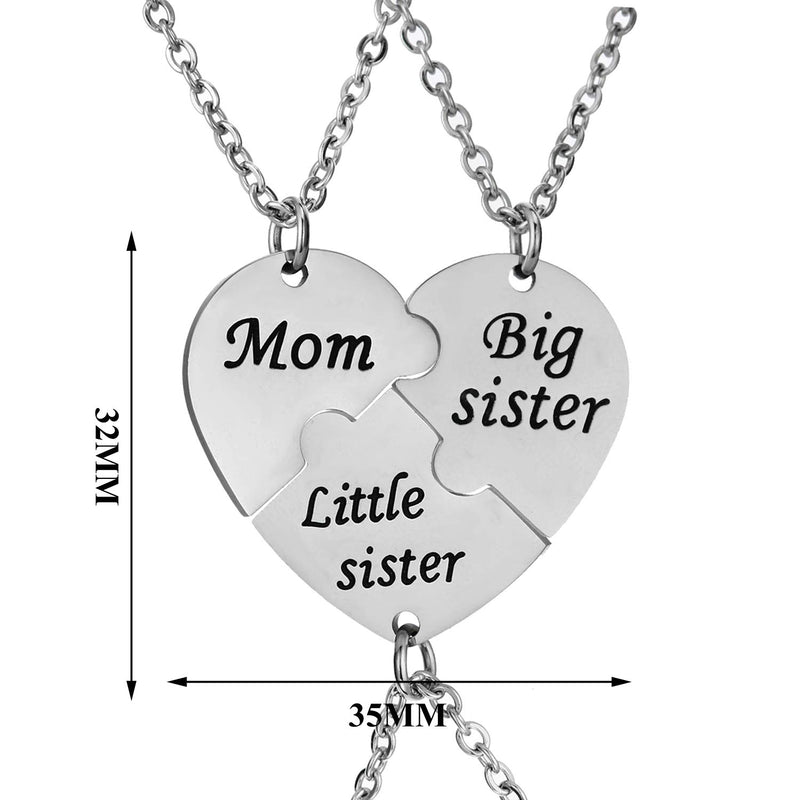 [Australia] - YEEQIN 3PCs/Set Mom Big Sister Little Sister Mom Necklaces Set Mother Daughters Matching Heart Jewley Set 