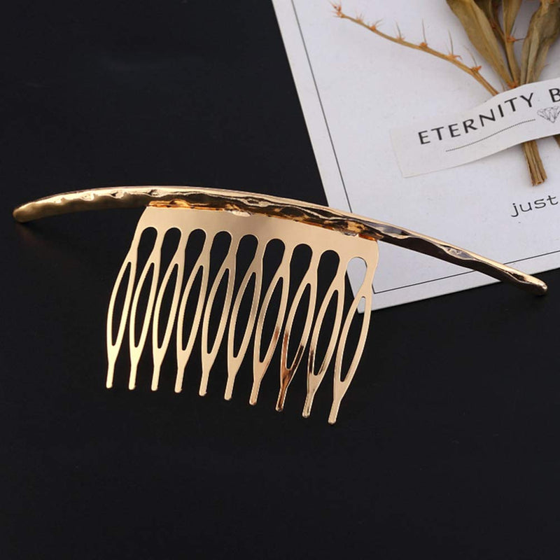 [Australia] - Lurrose 2pcs French Twist Comb Teeths Comb Alloy Metal Clips for Bridal Wedding Hair Side Comb Women Hair Accessories 