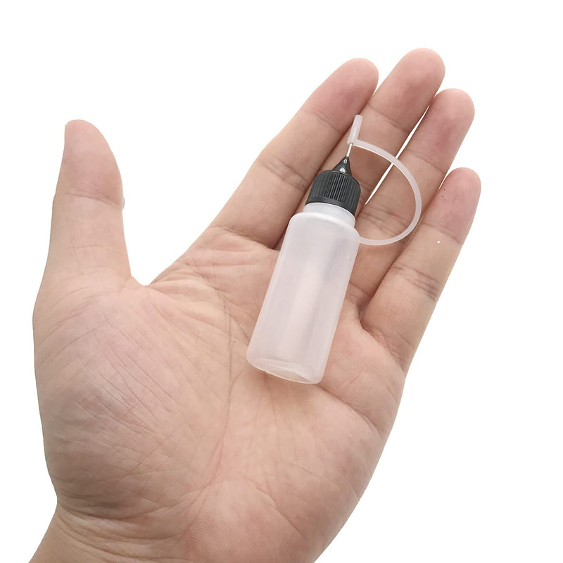 [Australia] - 12 Pcs Precision Tip Applicator Bottles, MYYZMY 6 Pcs 1 Ounce and 6 Pcs 0.5 Ounce Translucent Glue Bottles, with 2 Mini Funnel, Multicolor Lids 