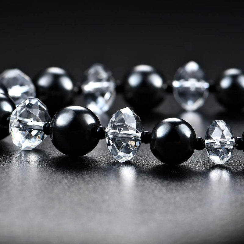 [Australia] - Magnetic Necklace for Men and Women – 1 Piece Magnetic Field Therapy Hematite Beads Necklace, Rhinestone, Jewellery Gift 