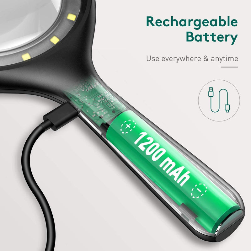 [Australia] - Magnifying Glass with Light - 30X Handheld Large Magnifying Glass 33 LED Illuminated Lighted Magnifier for Seniors Reading, Macular Degeneration, Inspection, Soldering, Coins, Exploring 