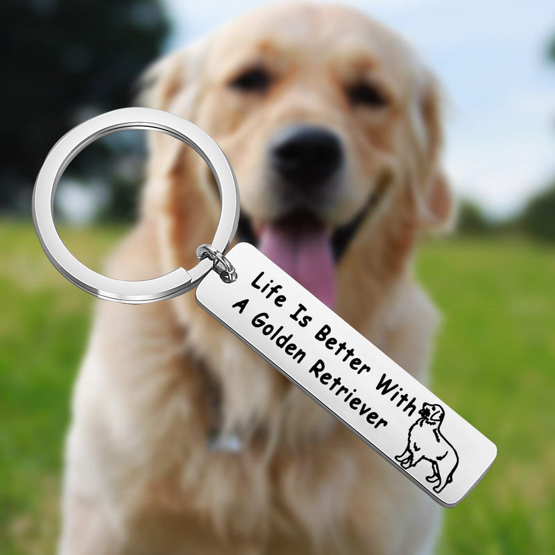 [Australia] - LQRI Golden Retriever Lover Gifts Dog Lover Gifts Life is Better with A Golden Retriever Keychain Pet Jewelry Golden Retriever Dog Mom Dog Dad Gifts Dog Owner Gifts silver 