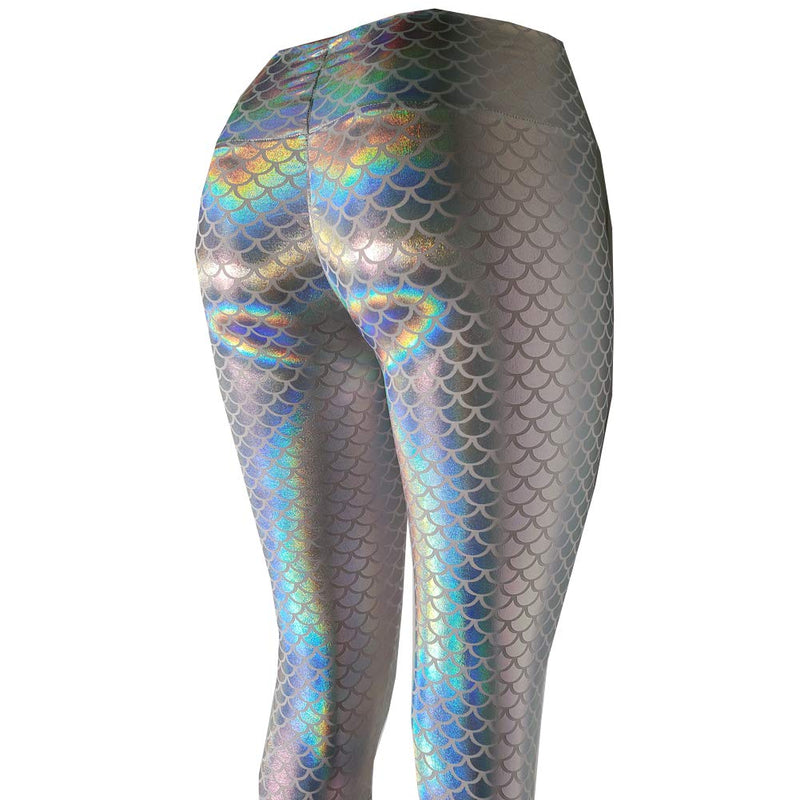 [Australia] - pinda Rave Iridescent Green Mermaid Holographic High Waisted Bottoms Outfits Yoga Leggings Pants Small 401wmd 