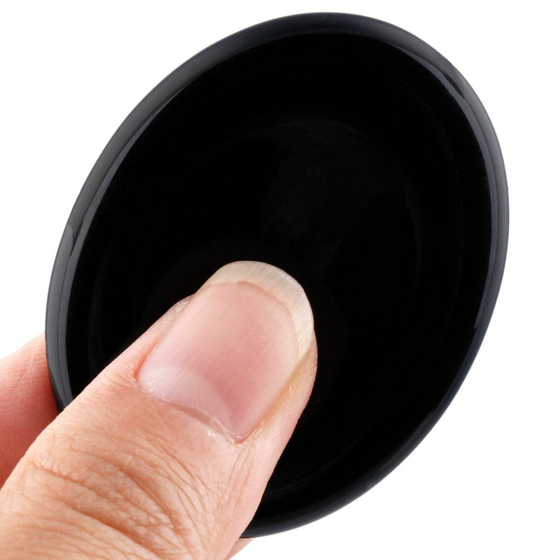 [Australia] - Shanxing Black Obsidian Thumb Worry Stone,Pocket Palm Stones Crystal Healing Reiki Meditation Stress Relief Pack of 2 
