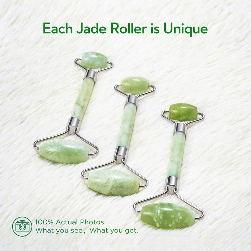 [Australia] - Kimkoo Jade Roller for Face-3 in 1 Kit with Facial Massager Tool,100% Real Natural Jade Stone Facial Roller Anti Aging,Face Beauty Set for Eye Anti-Wrinkle 