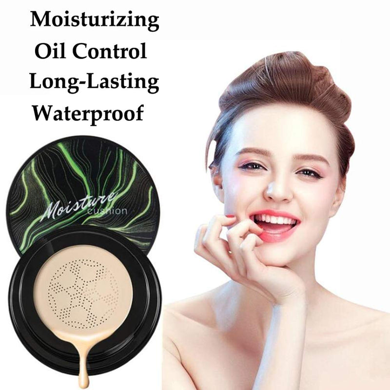 [Australia] - 2 PCS Mushroom Head Air Cushion CC Cream Nature Foundation ,Foundation Brush Powder Brush,Moisturizing Concealer, Bright Makeup Base Long Lasting with Mushroom Makeup Sponge (Natural) Natural 