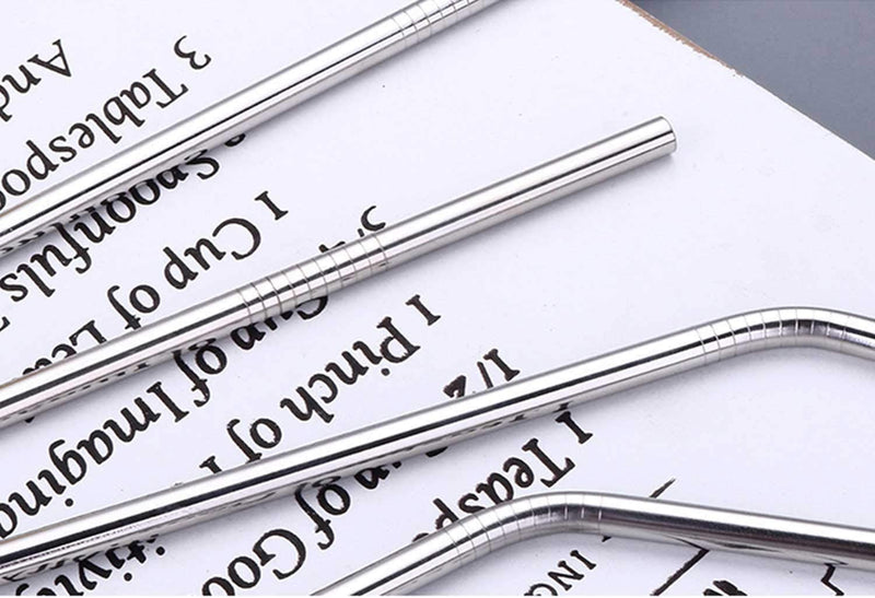 [Australia] - 10 Pcs Stainless Steel Straws, Reusable Metal Drinking Straws with 2 Cleaning Brush for Smoothie, Milkshake, Cocktail and Hot Drinks 8straws+2brush 