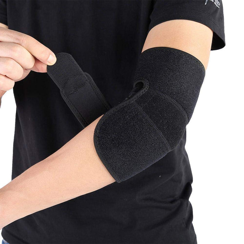 [Australia] - Fitness Elbow Brace Compression Support Sleeve for Tennis Elbow Sports Elbow Support Pad Guard Strap (Black) 