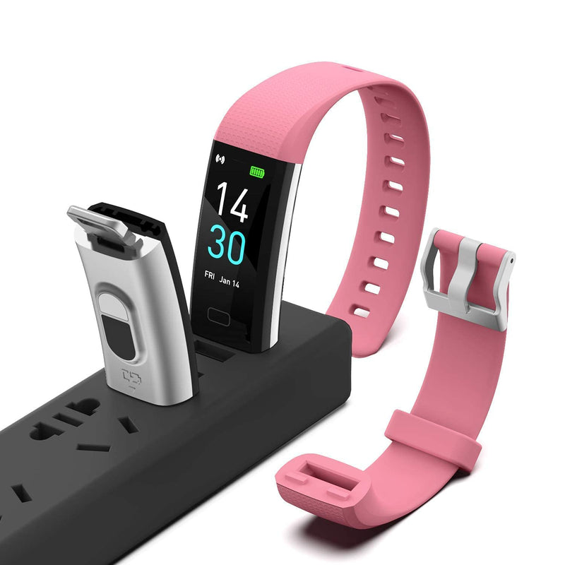 [Australia] - ENGERWALL Fitness Tracker with Step Counter /Calories /Stopwatch, Activity Tracker with Heart Rate Monitor, IP68, Health Tracker with Sleep Tracker, Smartwatch, Pedometer Watch for Women Men Kids Pink 